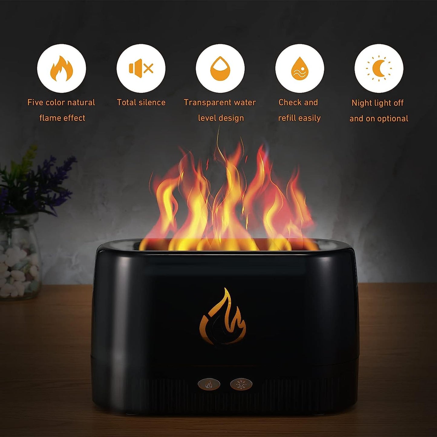 ❄️Relieves winter dryness☃️Aromatherapy Diffuser with Flame Light