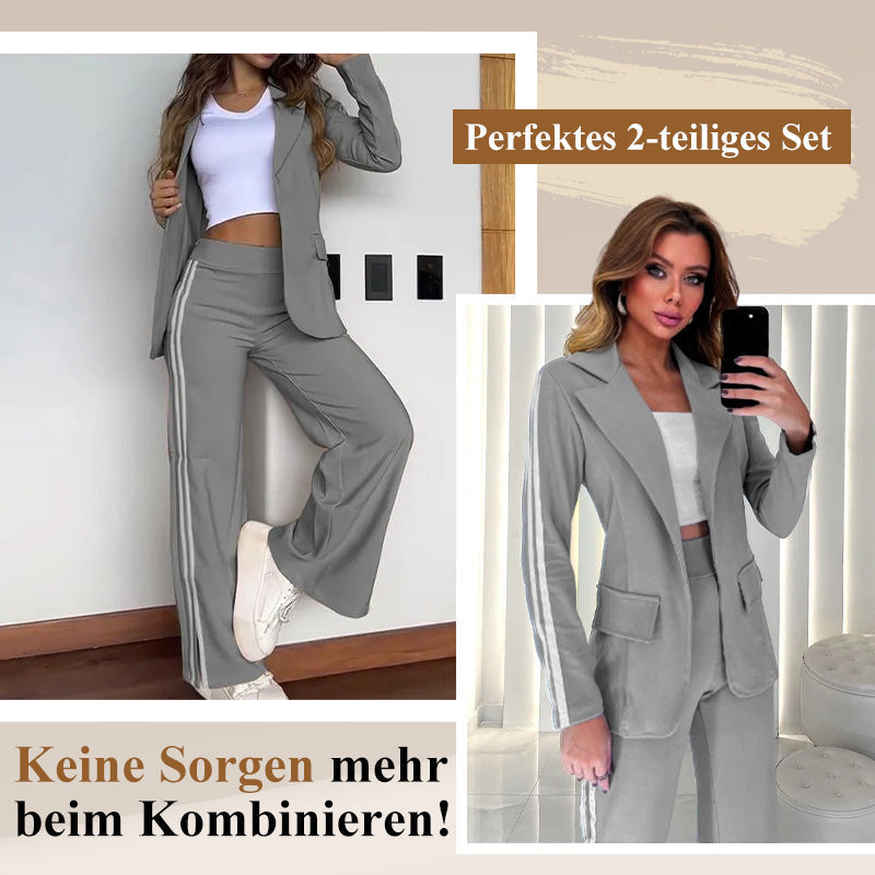 💖Outfit set for women: Casual blazer with lapel collar and wide-leg trousers