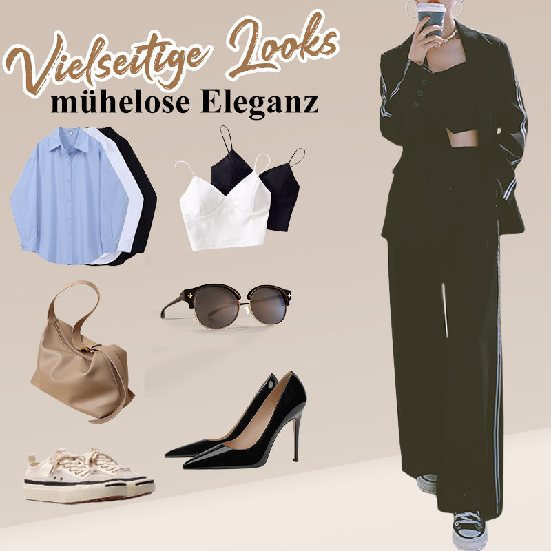 💖Outfit set for women: Casual blazer with lapel collar and wide-leg trousers