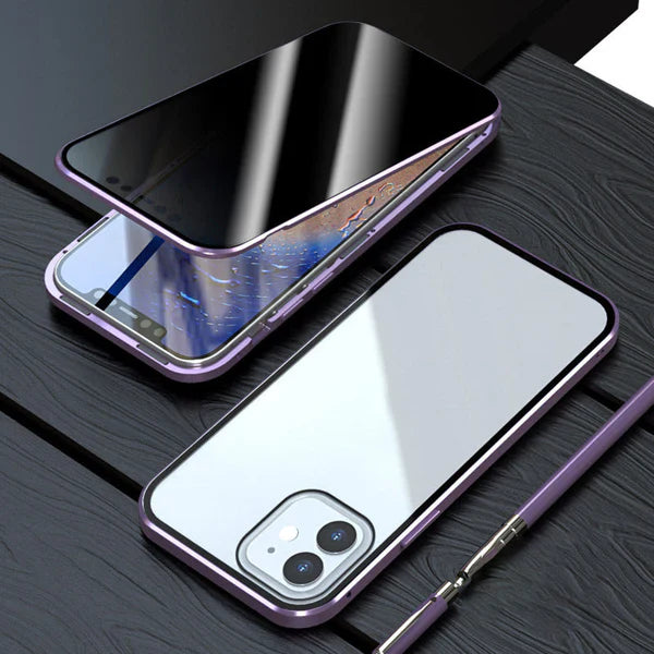 Magnetic double-sided anti-peep glass mobile phone case for iPhone
