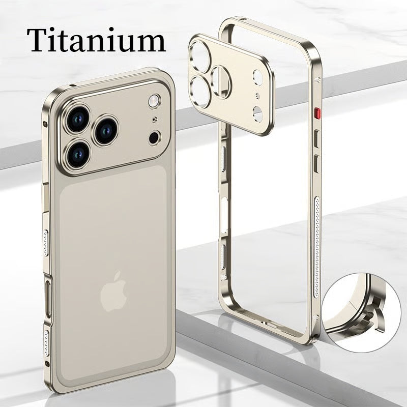 Metal Bare Frame Heat-Dissipating iPhone Case with Seahorse Buckle Design