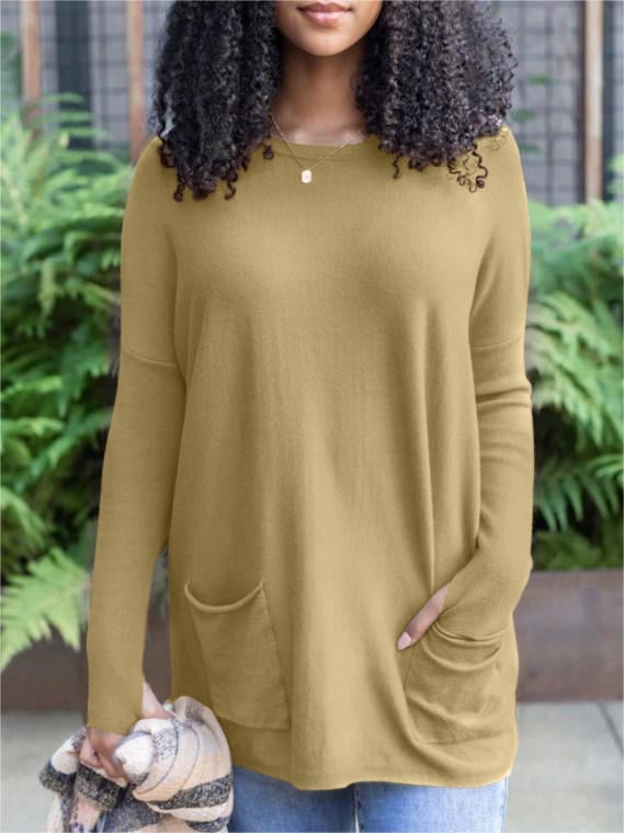 šNew for autumnāØLONG SLEEVE THUMBHOLE SWEATER POCKET TUNIC