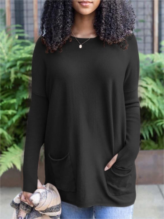 šNew for autumnāØLONG SLEEVE THUMBHOLE SWEATER POCKET TUNIC