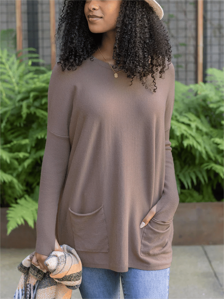šNew for autumnāØLONG SLEEVE THUMBHOLE SWEATER POCKET TUNIC