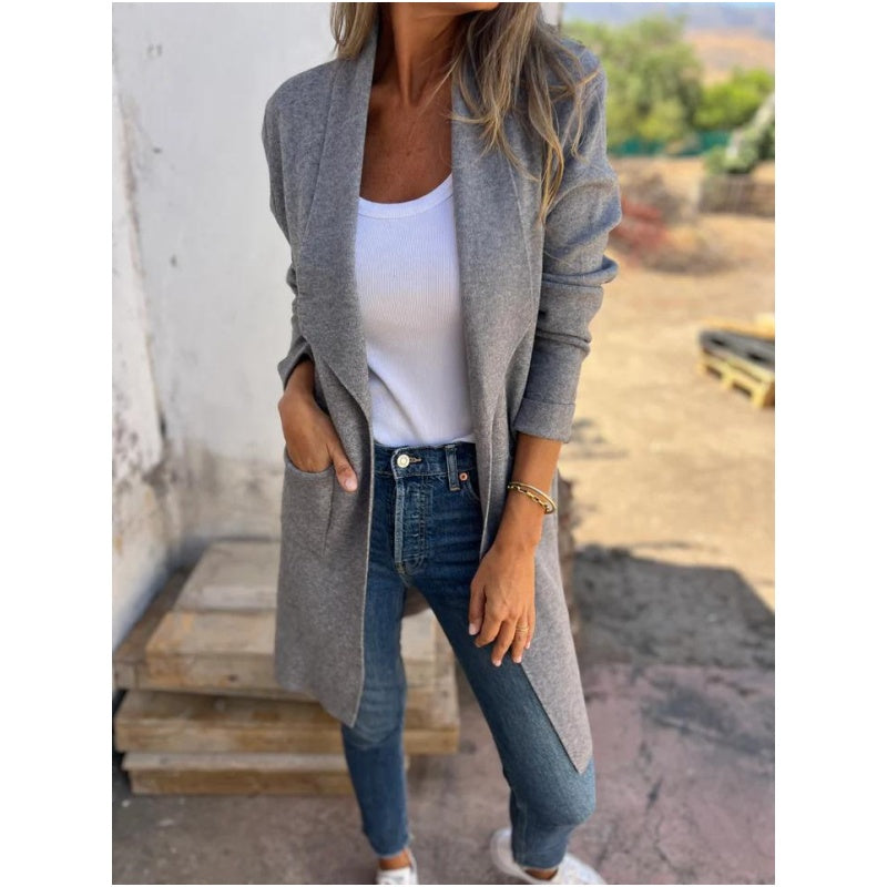 ❤️Black Friday Series 💕Lapel Collar Casual Long-Sleeved Open-Front Sweater