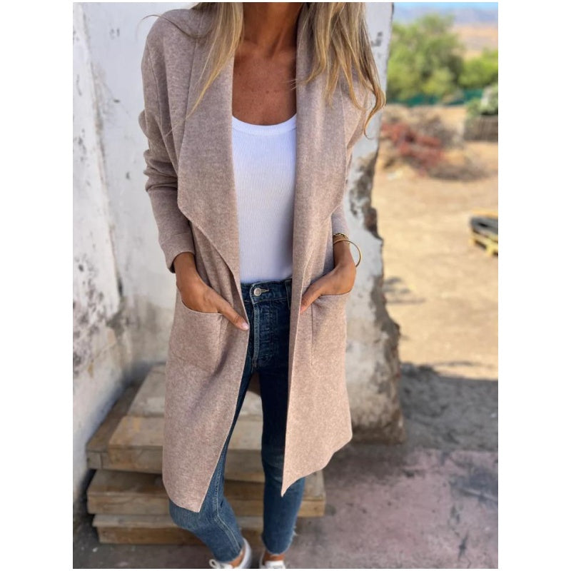 ❤️Black Friday Series 💕Lapel Collar Casual Long-Sleeved Open-Front Sweater