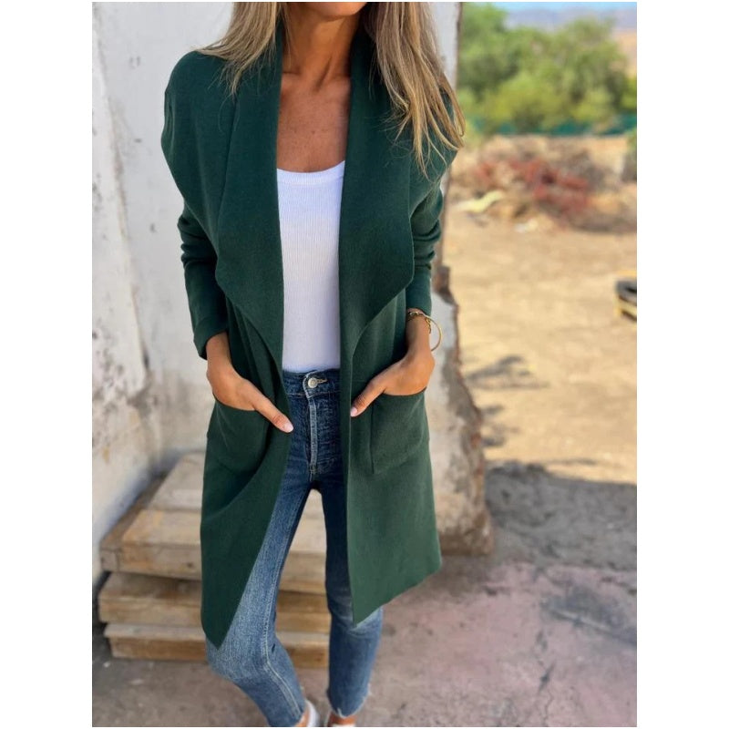 ❤️Black Friday Series 💕Lapel Collar Casual Long-Sleeved Open-Front Sweater