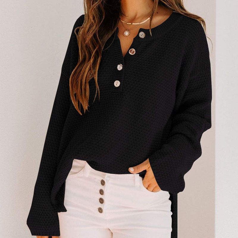 🍁New for autumn✨Henley Waffle Knit Sweater