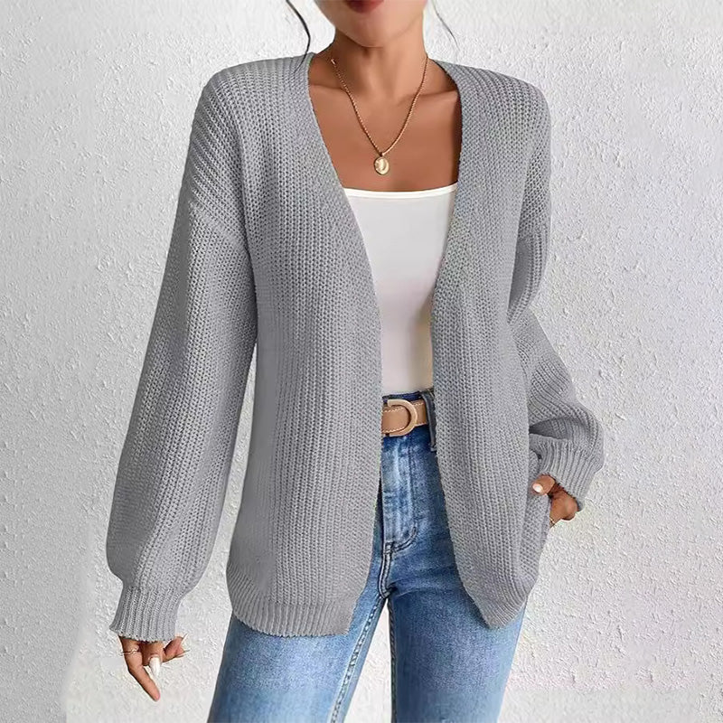 đNew for autumnâ¨Chunky Knit Open Front Cardigan with Lantern Sleeves