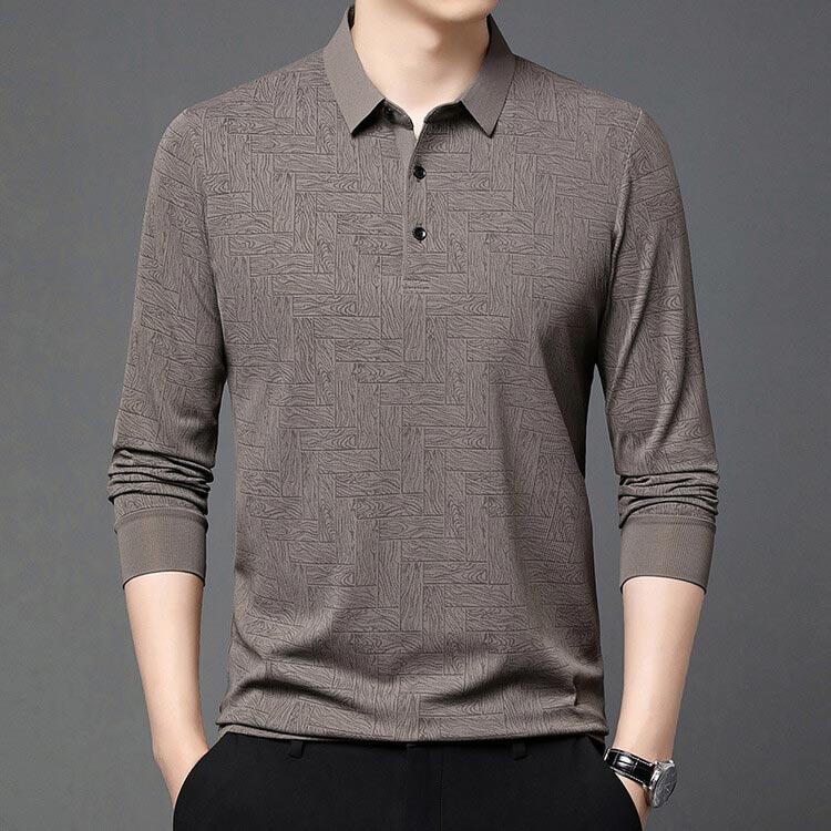 🍁New for autumn✨Men’s Elegant Casual 3-button Lapel Collar Long-sleeve T-shirt