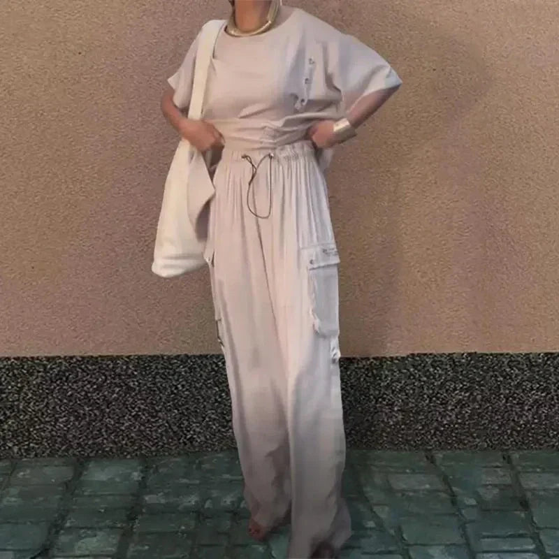 🎉Black Friday Series - Early Bird Price💖Women's Round Neck T-Shirt and Trousers Two-Piece Suit