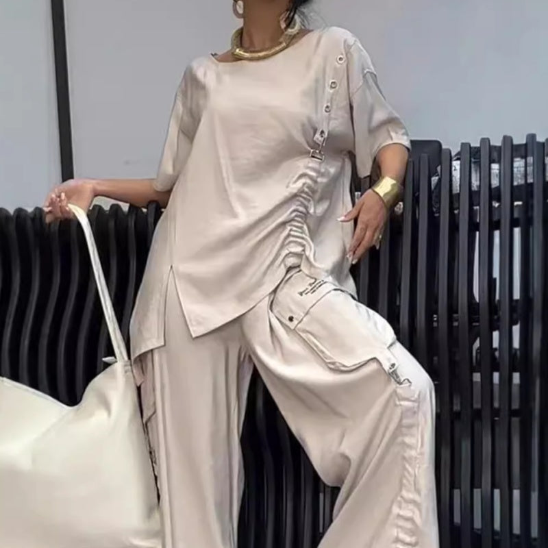 🎉Black Friday Series - Early Bird Price💖Women's Round Neck T-Shirt and Trousers Two-Piece Suit