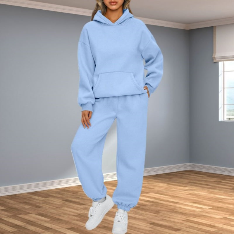 Casual Hooded Long-Sleeve Tops & Pants 2-Piece Set