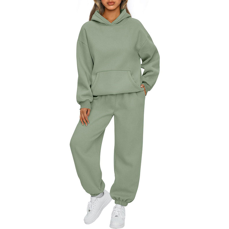 Casual Hooded Long-Sleeve Tops & Pants 2-Piece Set