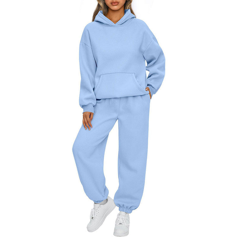 Casual Hooded Long-Sleeve Tops & Pants 2-Piece Set