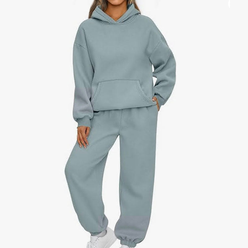 Casual Hooded Long-Sleeve Tops & Pants 2-Piece Set