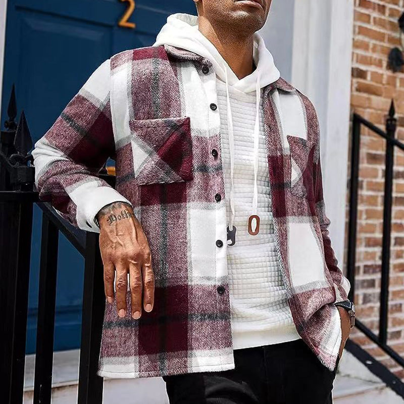 đNew for autumnâ¨Men's Casual Thickened Warm Plaid Jacket