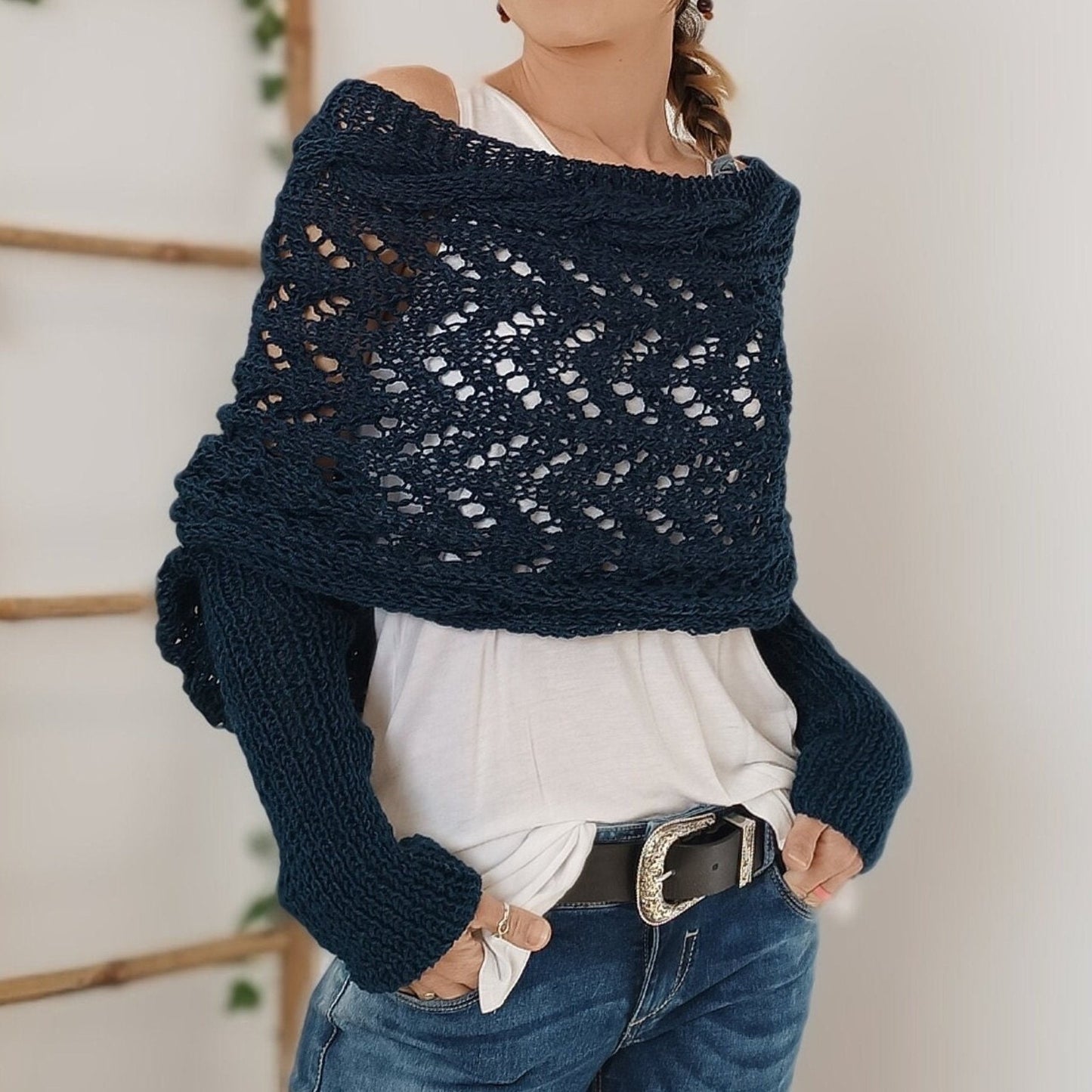 🍁New for autumn✨Knitted Cable Wrap Shrugs For Women