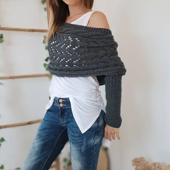 🍁New for autumn✨Knitted Cable Wrap Shrugs For Women