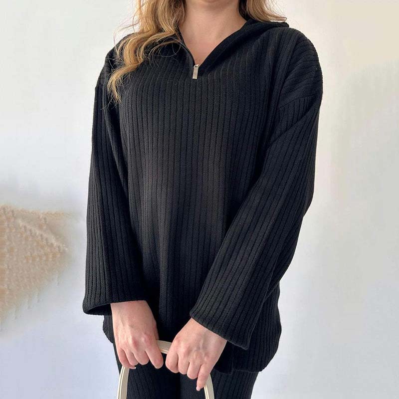 🎉Black Friday - Early Bird Price🎁Women's Cozy Ribbed Knit Two-Piece Set with Slit-Leg Pants