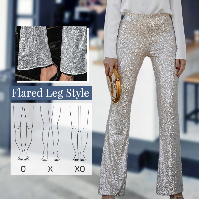 🖤Early Black Friday Sale:61% OFF🖤Diva Sequin High Rise Elastic Waist Flare Pants