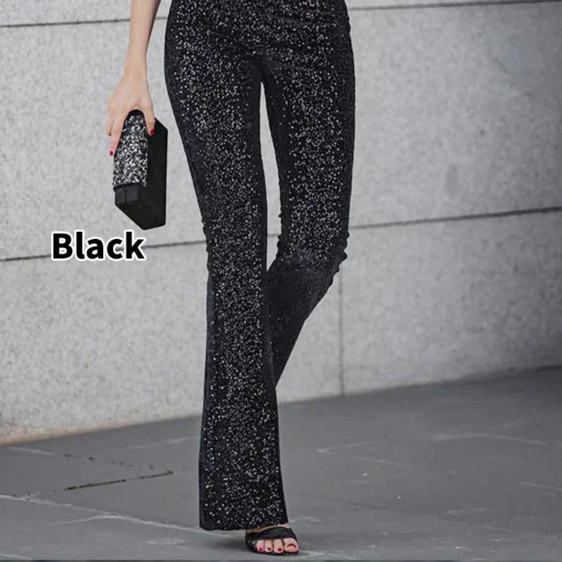 🖤Early Black Friday Sale:61% OFF🖤Diva Sequin High Rise Elastic Waist Flare Pants