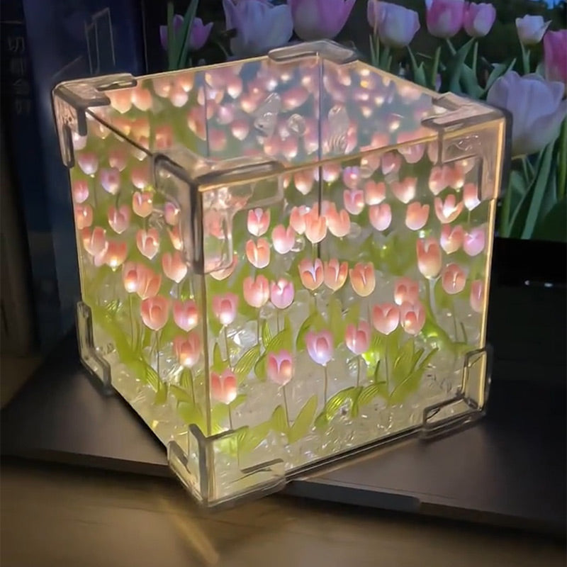 🎅Christmas Specials🎁Magic Cube DIY Tulip Mirror Light(Block Shape)