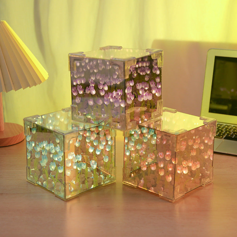 🎅Christmas Specials🎁Magic Cube DIY Tulip Mirror Light(Block Shape)