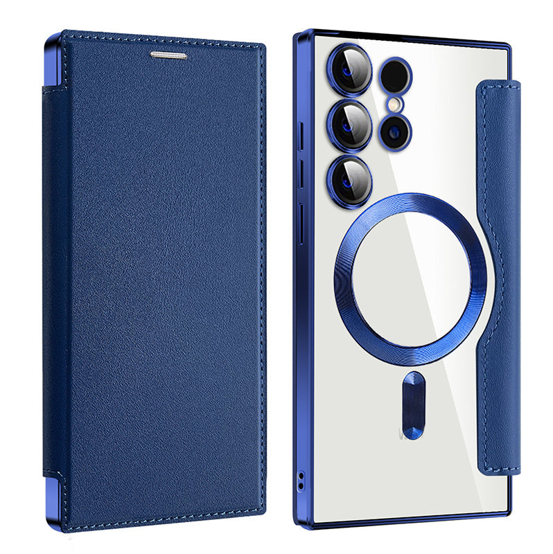Lens Protection Magnetic Flip Phone Case For Samsung S22/S23/S24/S25