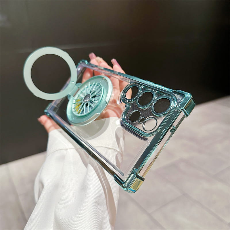 Gyroscope Transparent Phone Case With Magnetic Bracket for Samsung Galaxy S22-25