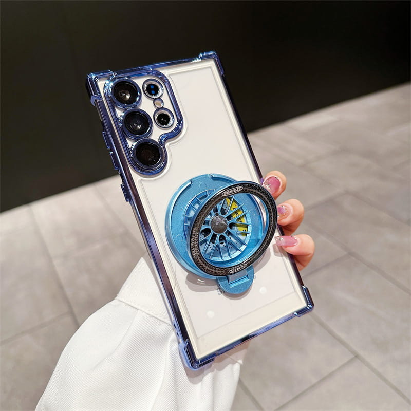 Gyroscope Transparent Phone Case With Magnetic Bracket for Samsung Galaxy S22-25