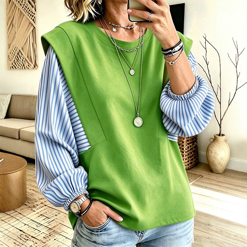 Women's Casual Patchwork Long Sleeve Top