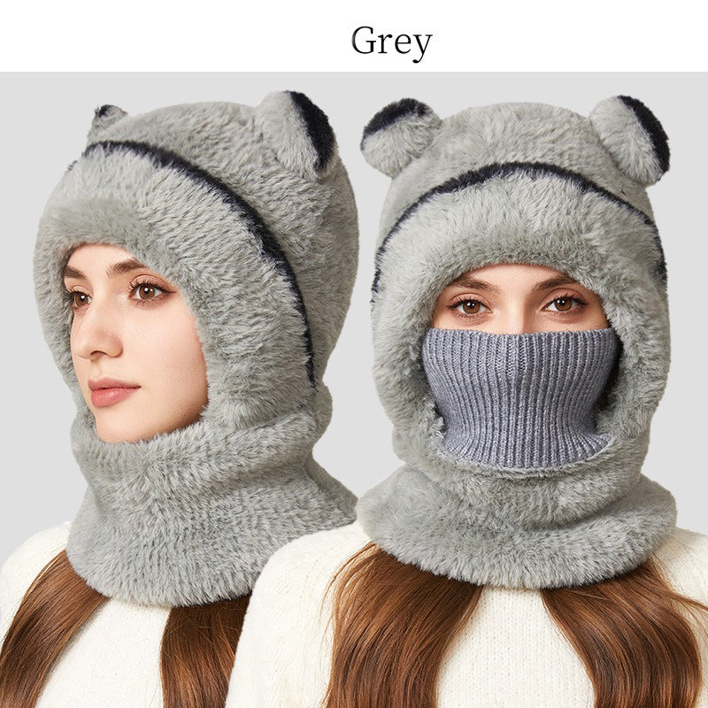 🐻 All-in-One Warmth, Cozy Full Coverage | 3-in-1 Winter Bear Hat with Scarf & Mask