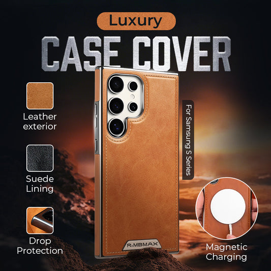Leather Exterior and Suede Interior Luxury Case Cover for Samsung Galaxy S23-S25 Series