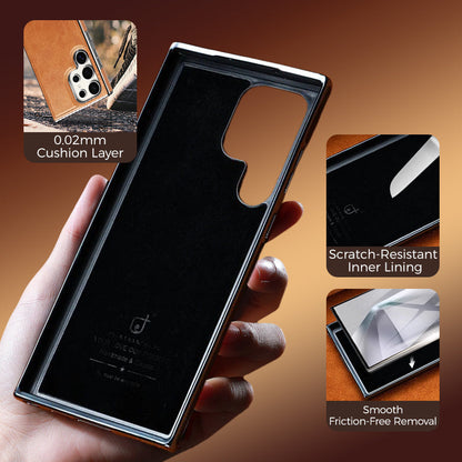 Leather Exterior and Suede Interior Luxury Case Cover for Samsung Galaxy S23-S25 Series