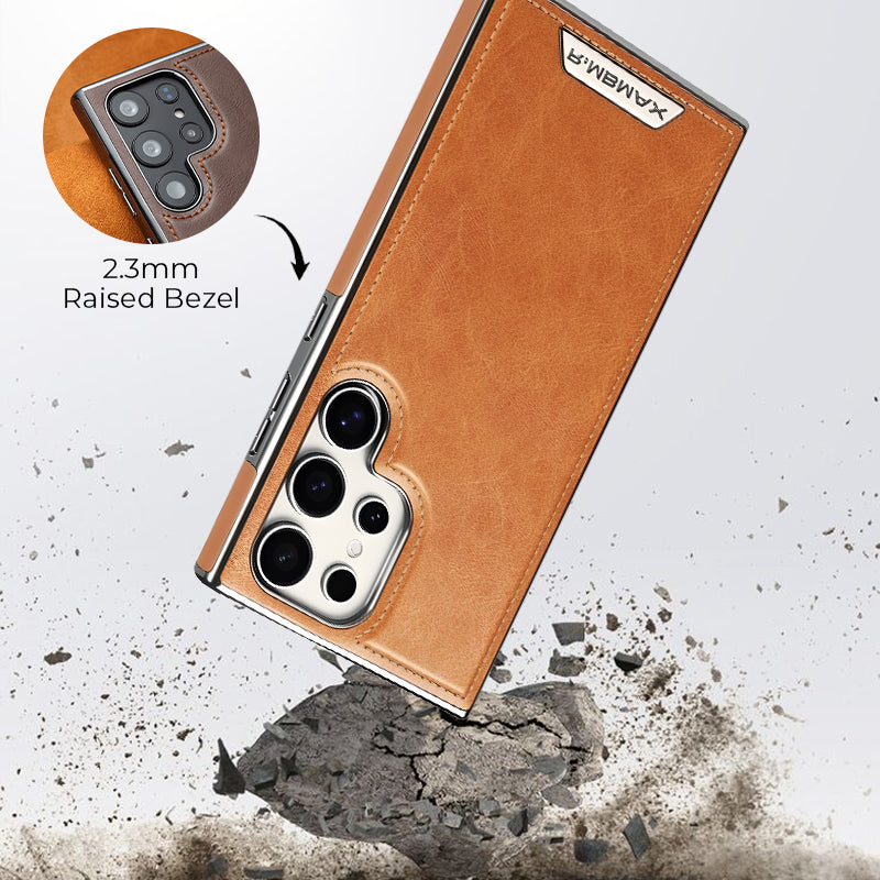 Leather Exterior and Suede Interior Luxury Case Cover for Samsung Galaxy S23-S25 Series