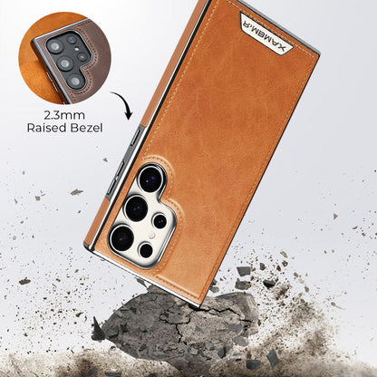Leather Exterior and Suede Interior Luxury Case Cover for Samsung Galaxy S23-S25 Series
