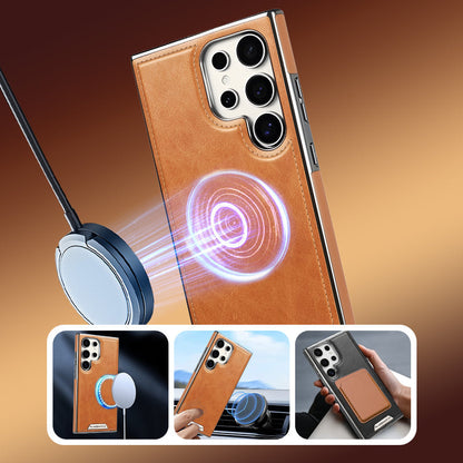 Leather Exterior and Suede Interior Luxury Case Cover for Samsung Galaxy S23-S25 Series