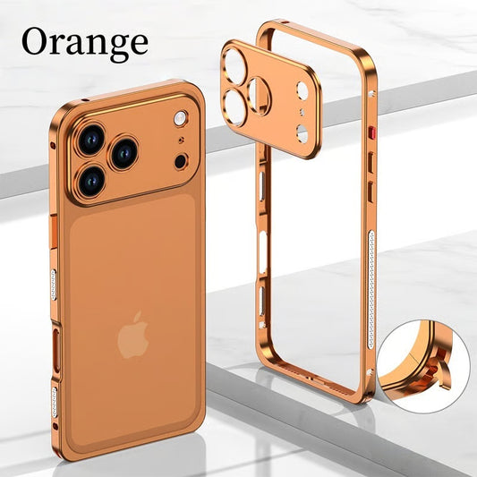 Metal Bare Frame Heat-Dissipating iPhone Case with Seahorse Buckle Design