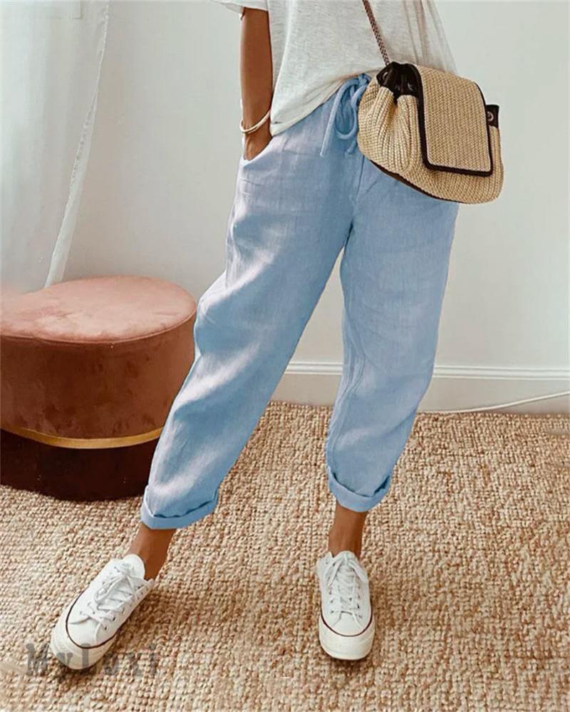 Casual cotton and linen pants for women