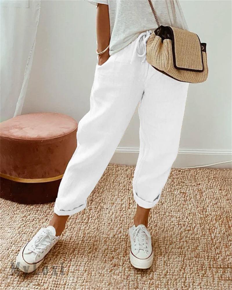 Casual cotton and linen pants for women