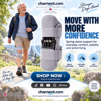 Spring-Assisted Knee Brace, Knee Support & Knee Booster for Elderly – Dynamic Spring Loaded Knee Stabilize Technology, Ergonomic Patella Support with Adjustable Straps for Stairs, Squatting, Daily Activities