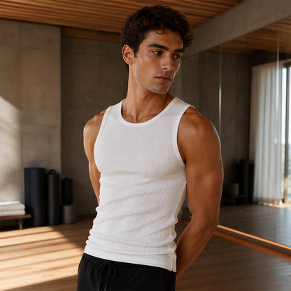 Men's Wide Strap Ribbed Tank Top