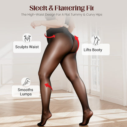 🌸👑 Transparent High-Waisted Shiny Sheer Tights for Women - Sheer & Comfortable