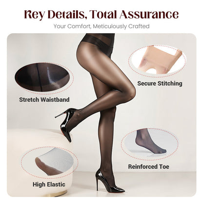🌸👑 Transparent High-Waisted Shiny Sheer Tights for Women - Sheer & Comfortable