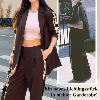 💖Outfit set for women: Casual blazer with lapel collar and wide-leg trousers