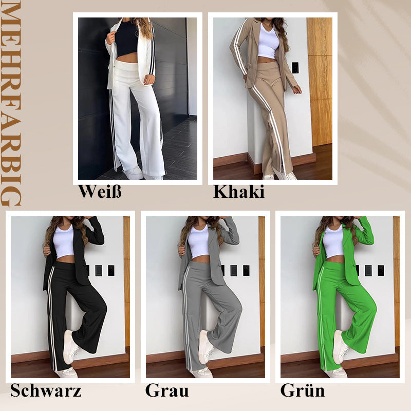 💖Outfit set for women: Casual blazer with lapel collar and wide-leg trousers