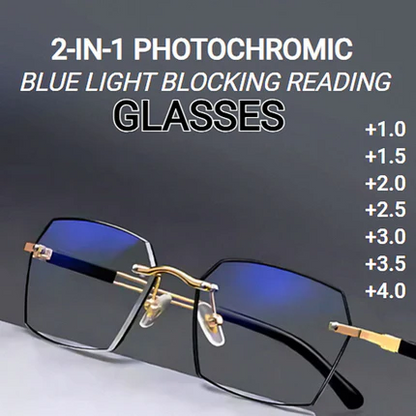 ✨Sapphire high hardness✨Anti blue progressive Far And Near Dual-Use Reading Glasses