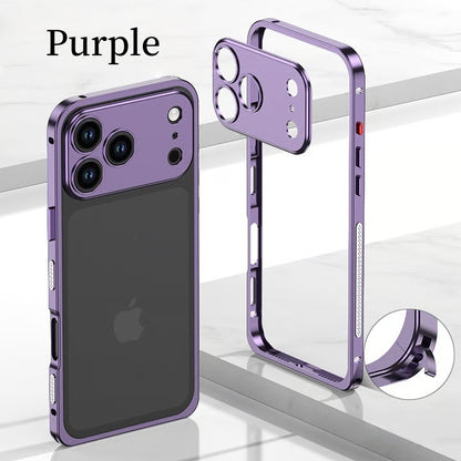 Metal Bare Frame Heat-Dissipating iPhone Case with Seahorse Buckle Design