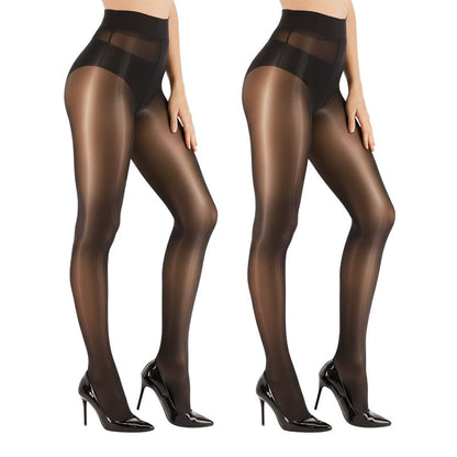 🌸👑 Transparent High-Waisted Shiny Sheer Tights for Women - Sheer & Comfortable
